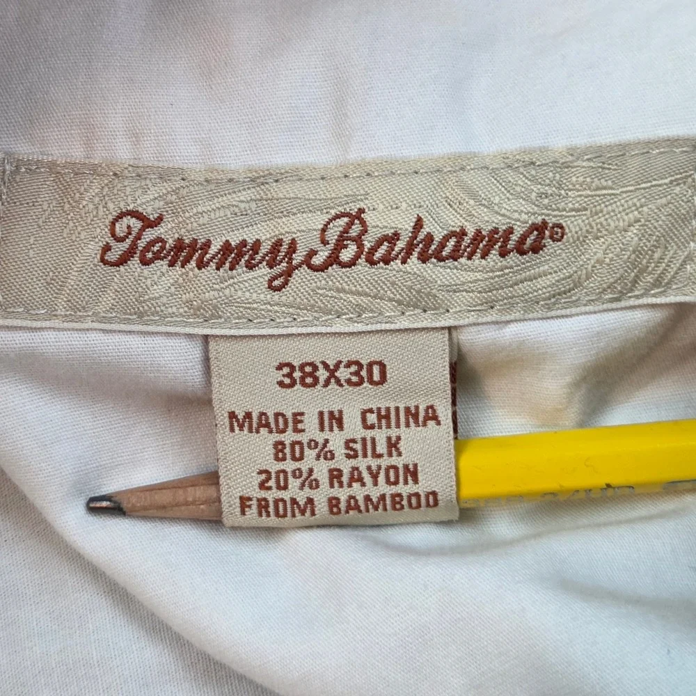 Tommy Bahama Silk Pleated Dress Pants Mens 38x30 Wide Leg Tropical Khaki Tan